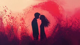 浪漫情侣插画背景