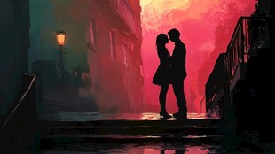 唯美浪漫情侣插画