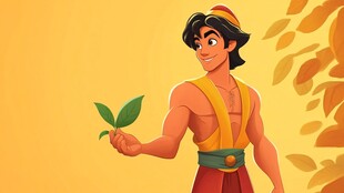 穿着树叶的原始人