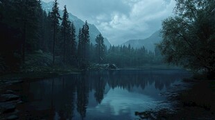 湖畔湖泊梦幻森林