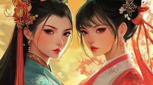 红衣少女设计古风