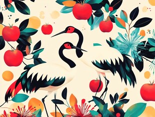 火鹤植物印花插画
