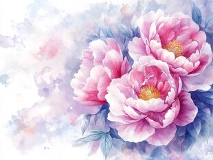 唯美风水彩牡丹