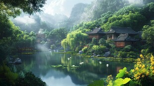 中式园林禅意山水