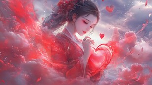 红衣少女设计古风