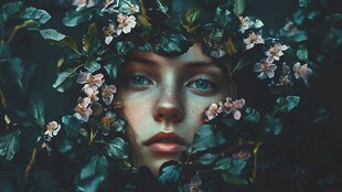 唯美花下少女