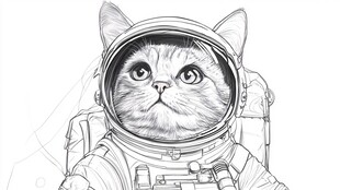 卡通宇航员猫咪