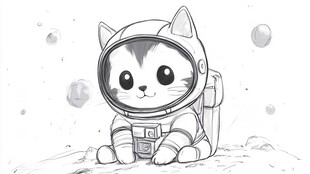 卡通宇航员猫咪