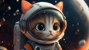 卡通宇航员猫咪
