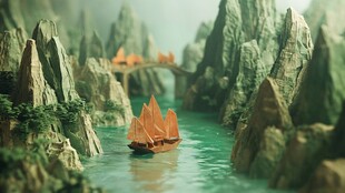3d渲染山水画