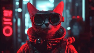 戴着vr眼镜的猫