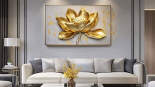 荷花线描金轻奢