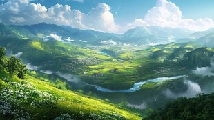 高清宽幅田园山水