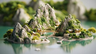 3d渲染山水画