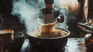 豆花泡馍熬制