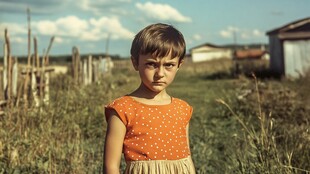 穿橙色衣服的小女孩