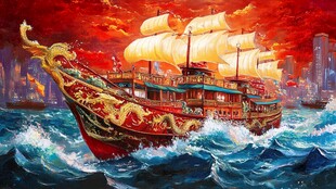 乘风破浪包装插画