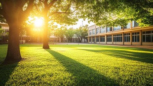 学校草地与绿植