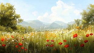 唯美梦幻花田场景