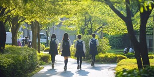 进入校园的学生