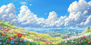 唯美梦幻花田场景