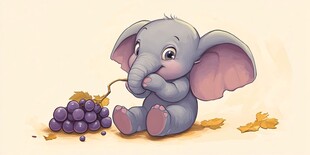 q版大象手绘插画