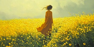 油菜花里的少女