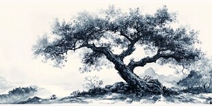 意境水墨古树
