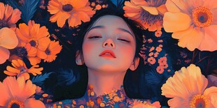 唯美少女与花系列