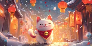 招财猫文创插画