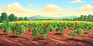 辣椒地插画