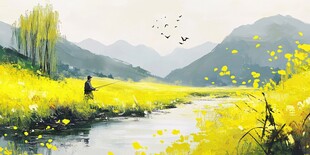 春之风影治愈系小插画