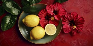 柠檬片玫瑰花菊花