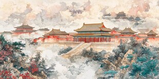 水墨横店横店红色水彩