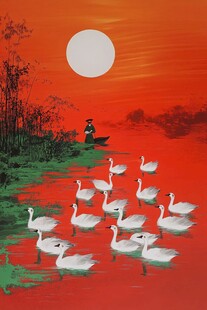 旭日东升仙鹤插画