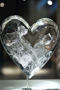 晶莹剔透玻璃心工艺品