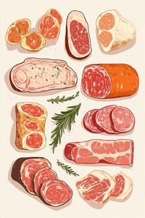 餐饮肉类插画