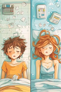 赖床居家卡通创意