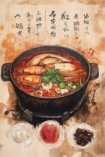 小锅米线插画