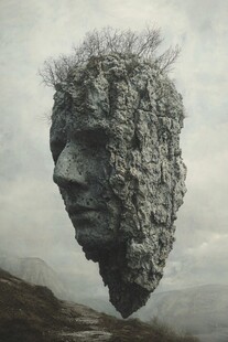 巨石头像版画