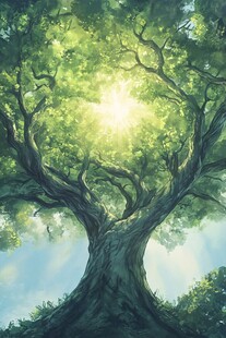 阳光大树阳光树景