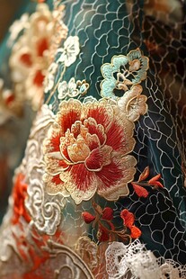 提花绸女褂局部
