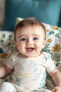 笑的很开心的小宝宝