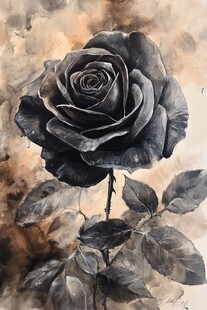 现代玫瑰花油画