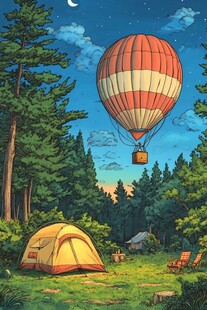 户外露营插画kv