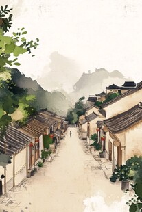 宏村插画宣传素材背景