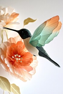 3d立体浮雕花卉花鸟