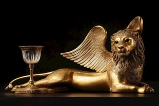 镀金翼狮角形杯