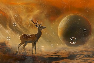 星球鹿插画