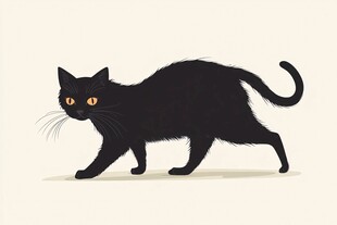 小黑猫插画